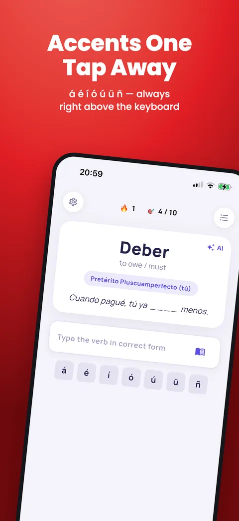 Tildes á é í ó ú ü ñ encima del teclado